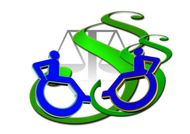 Wheelchair symbols next to justice sybols